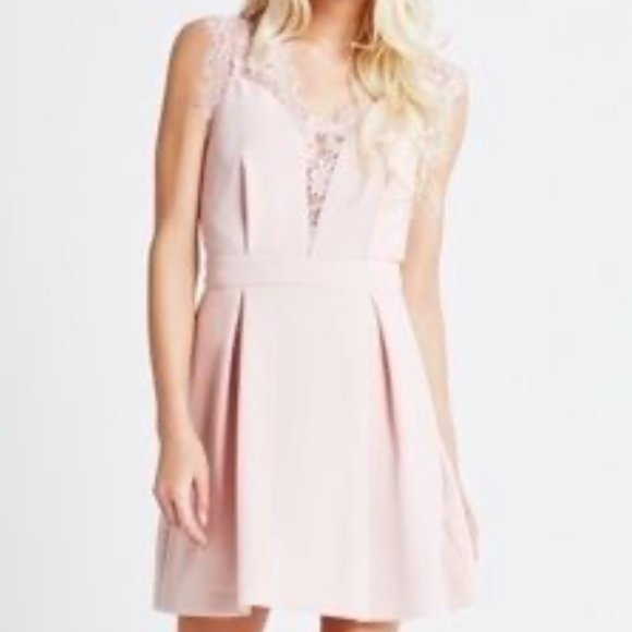 Brand New BCBGeneration Pink Lace-inset Fit & Flare Dress - Picture 8 of 12